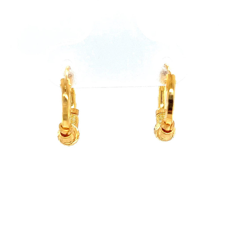 22K Yellow Gold Earrings, Huggies 22kt Hoop Earring Indian Bali Handmade  jewelry | eBay